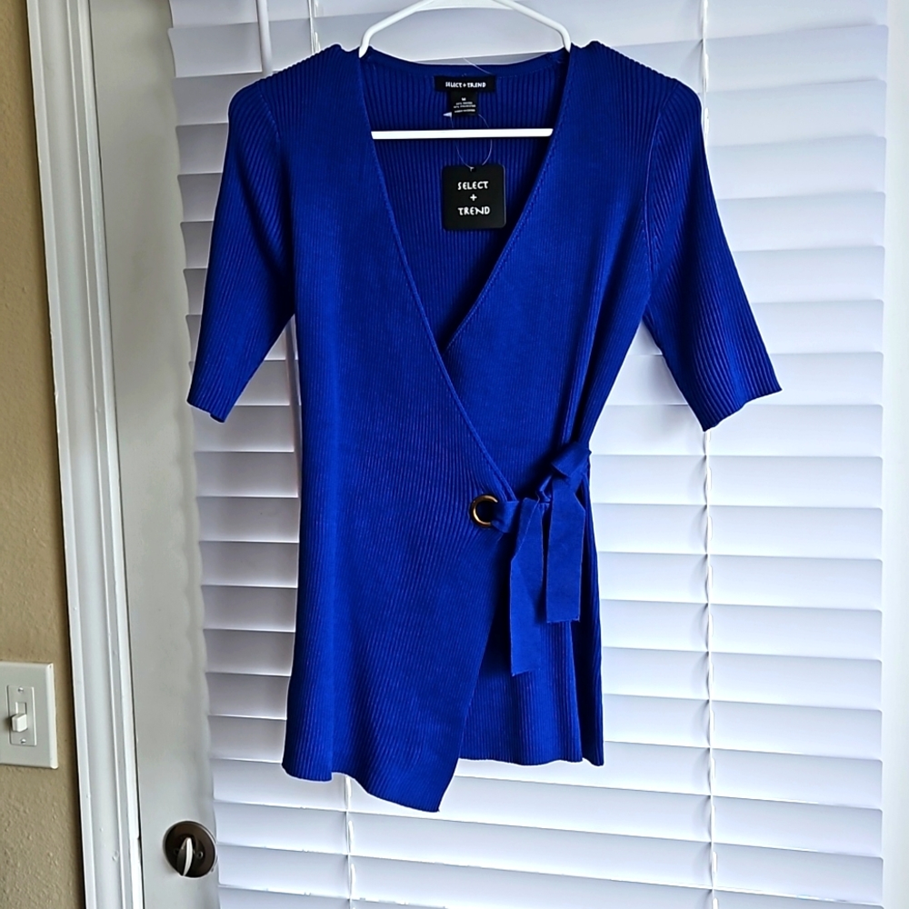 Beautiful Medium Royal Blue V Neck Sweater.